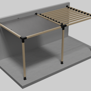 modulART dupla pergola rendszer napvitorlával és 9 db szarufa tartóval 90x90